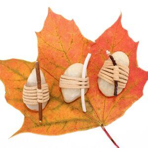 "Affinity" zen stones. Set of 3 small hand wrapped stones with twigs